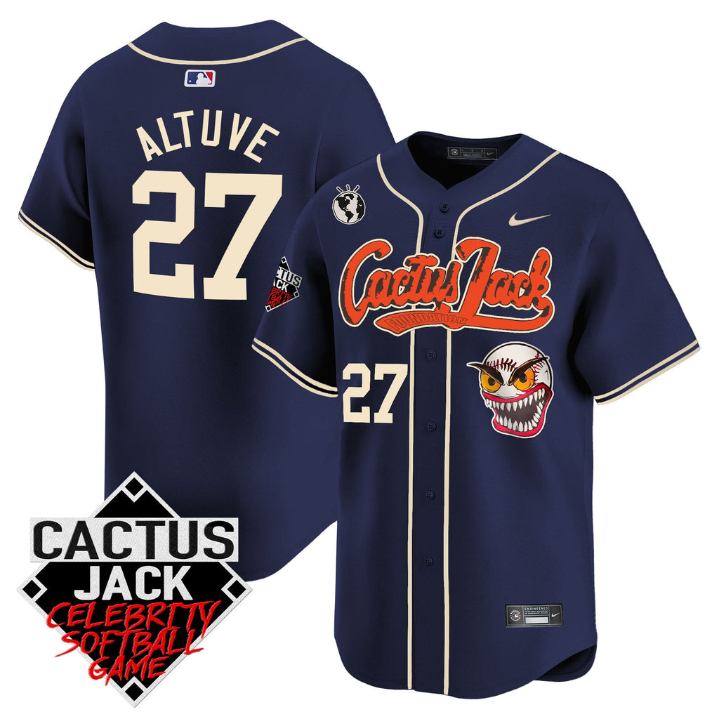 Men’s Cactus Jack Celebrity Softball Game Patch Vapor Premier Limited Jersey – Stitched