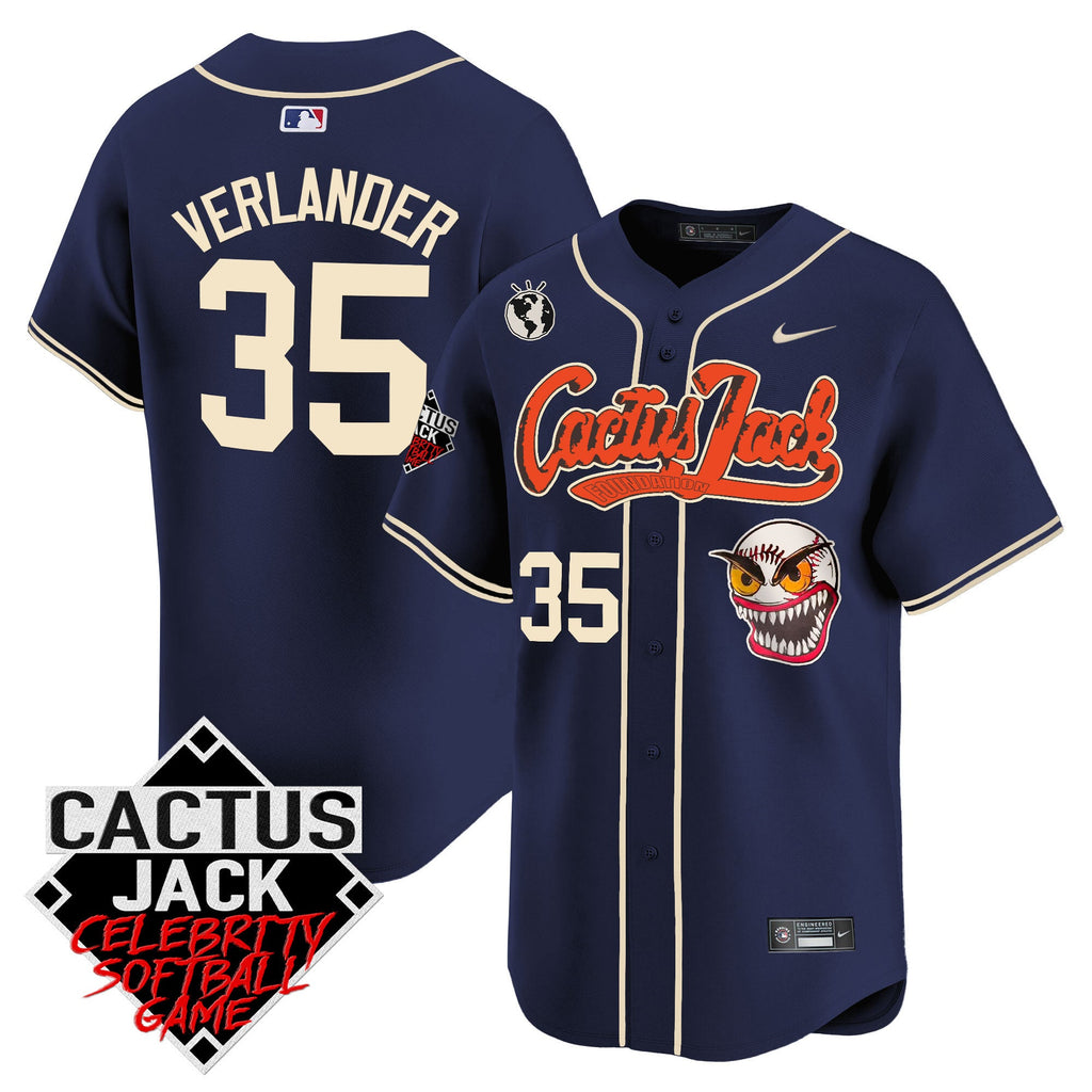 Men’s Cactus Jack Celebrity Softball Game Patch Vapor Premier Limited Jersey – Stitched