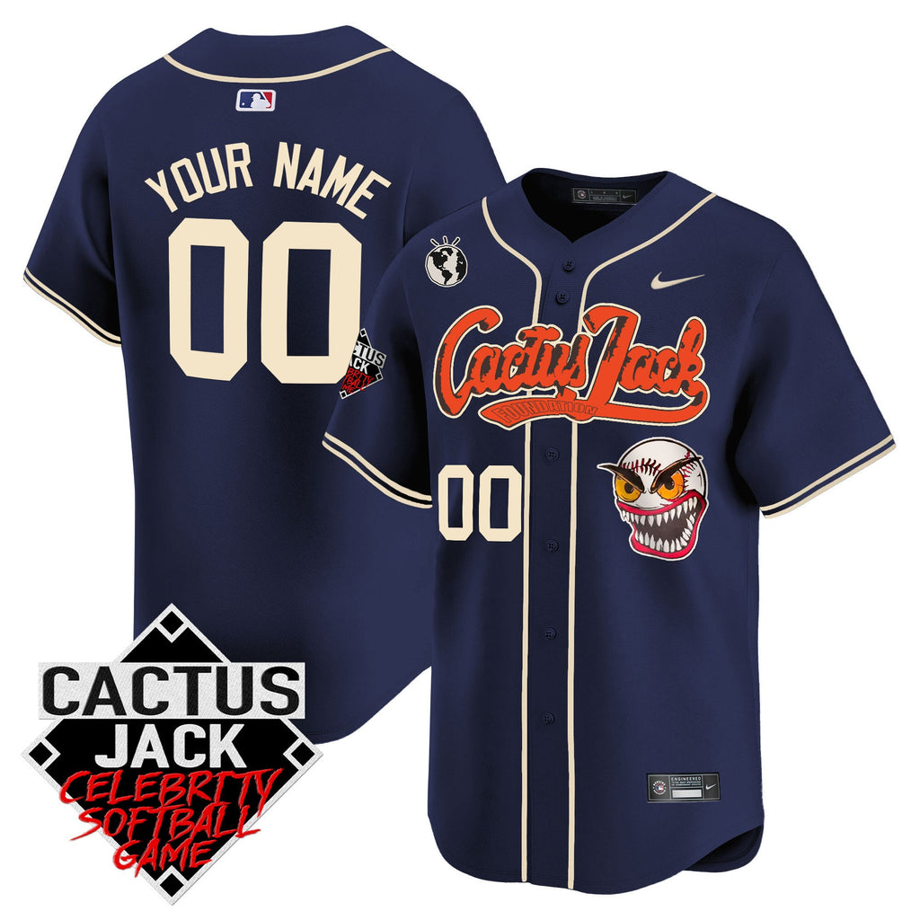 Cactus Jack Celebrity Softball Game Patch Vapor Premier Limited Custom Jersey – Stitched