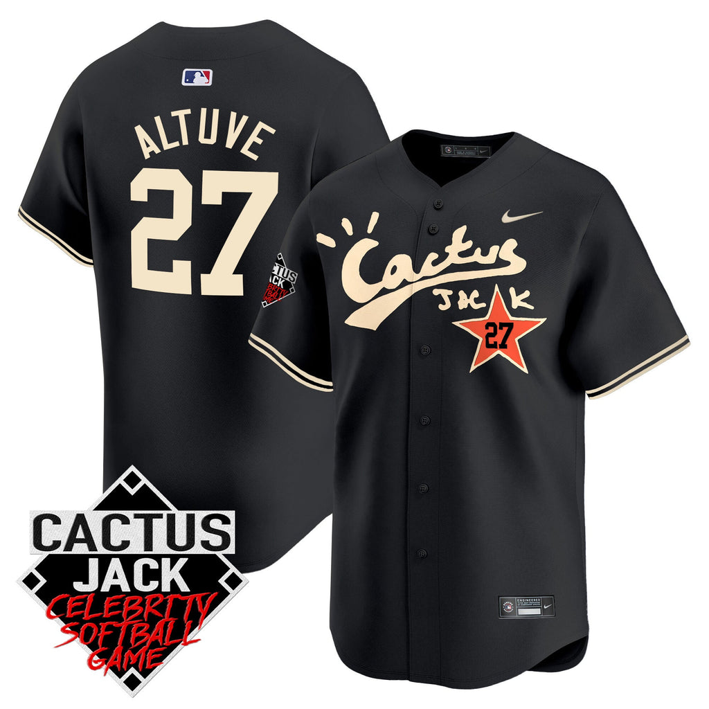 Men’s Cactus Jack Celebrity Softball Game Patch Vapor Premier Limited Jersey V2 – Stitched