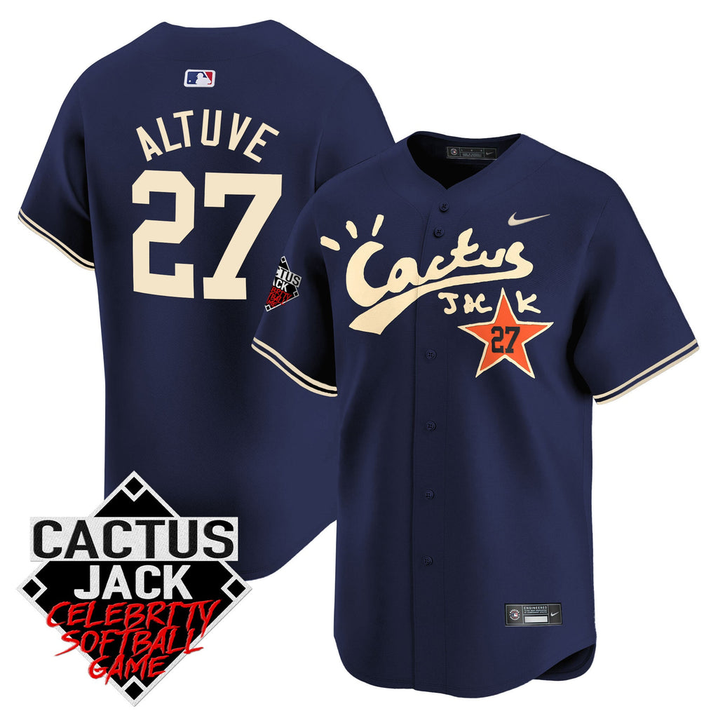 Men’s Cactus Jack Celebrity Softball Game Patch Vapor Premier Limited Jersey V2 – Stitched