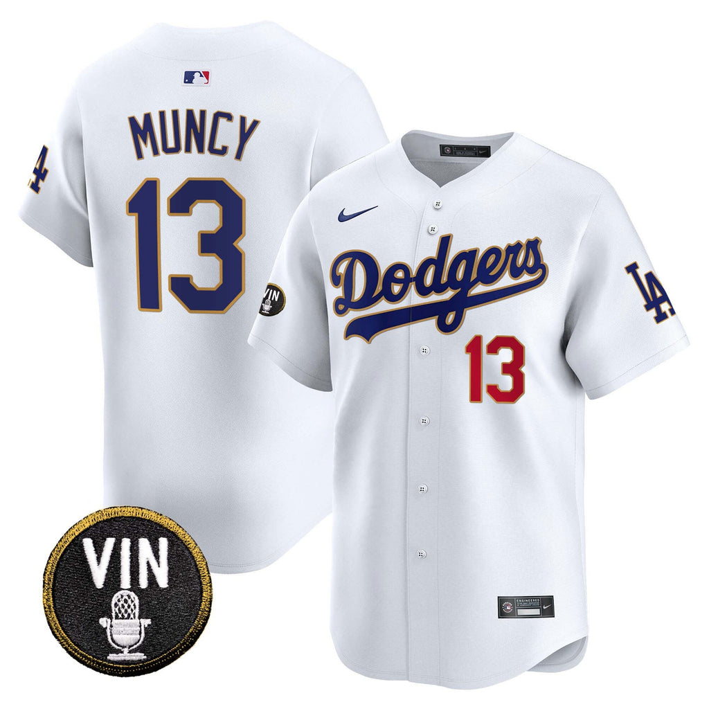Men’s Vin Scully Patch Gold Trim Vapor Premier Limited Jersey