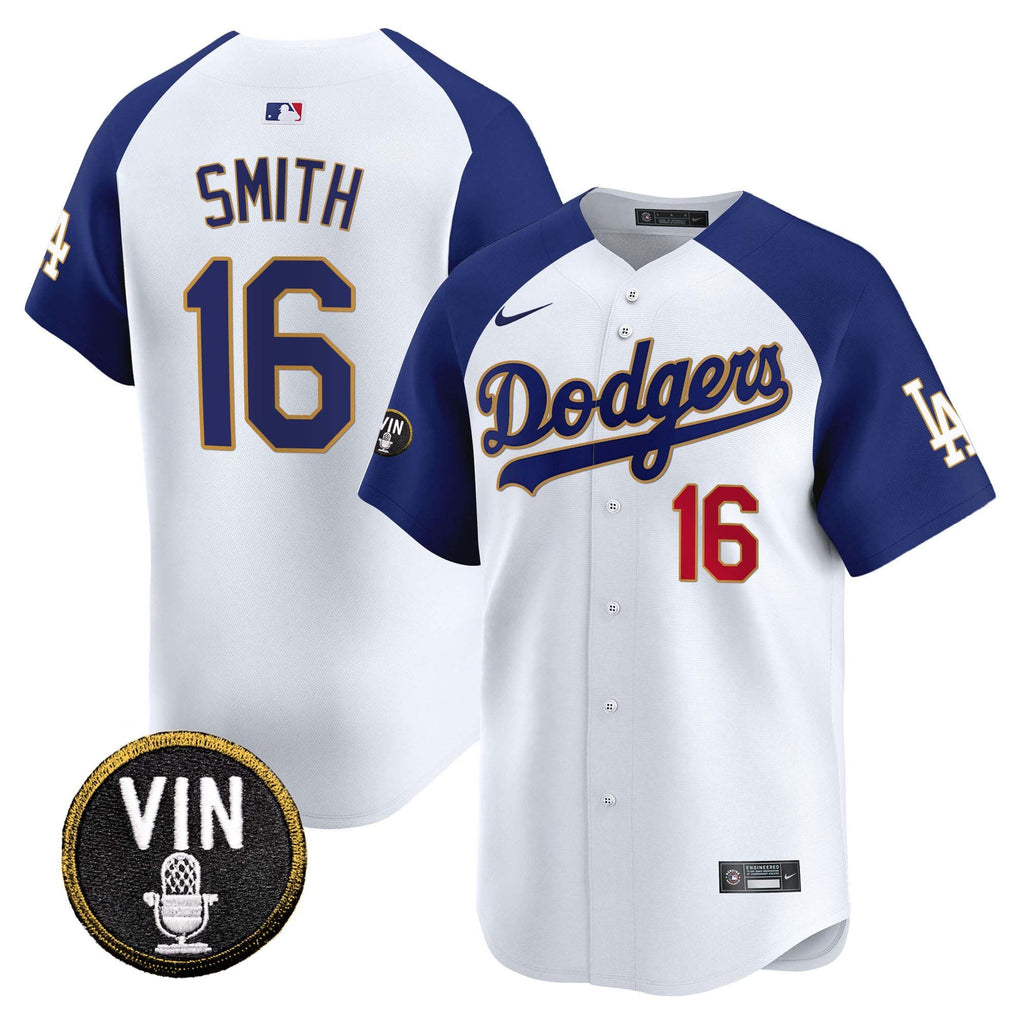 Men’s Vin Scully Patch Gold Trim Vapor Premier Limited Jersey
