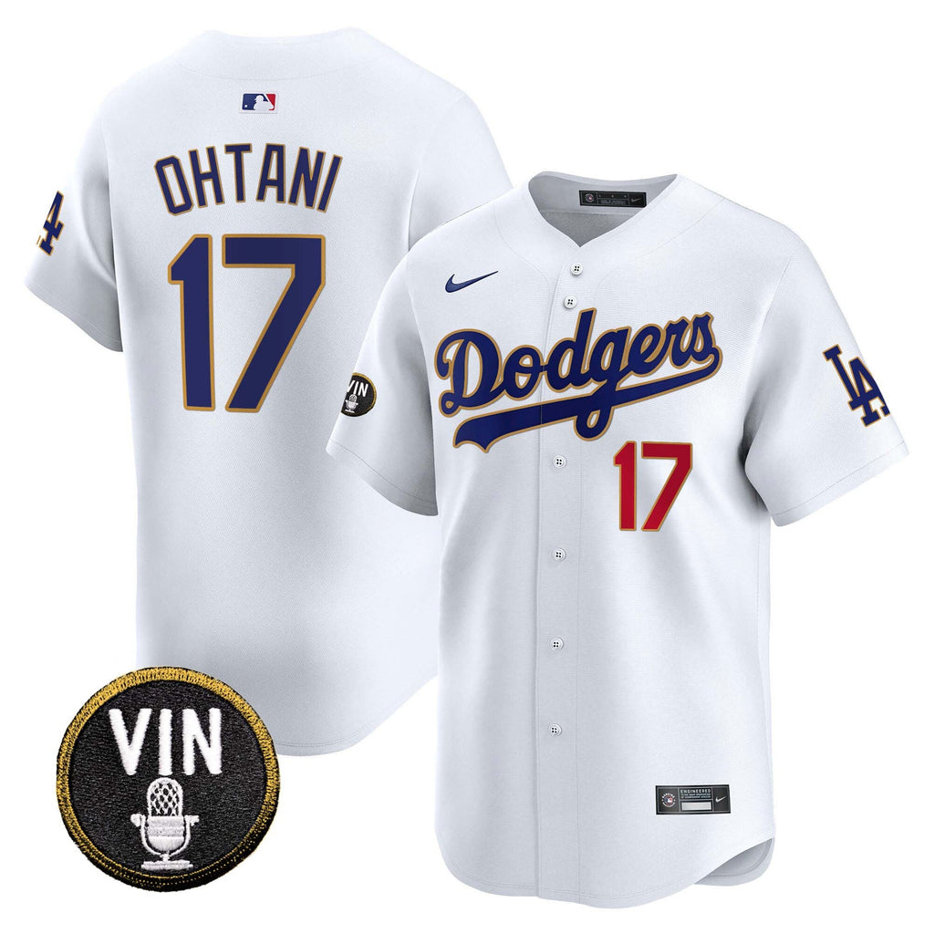 Men’s Vin Scully Patch Gold Trim Vapor Premier Limited Jersey