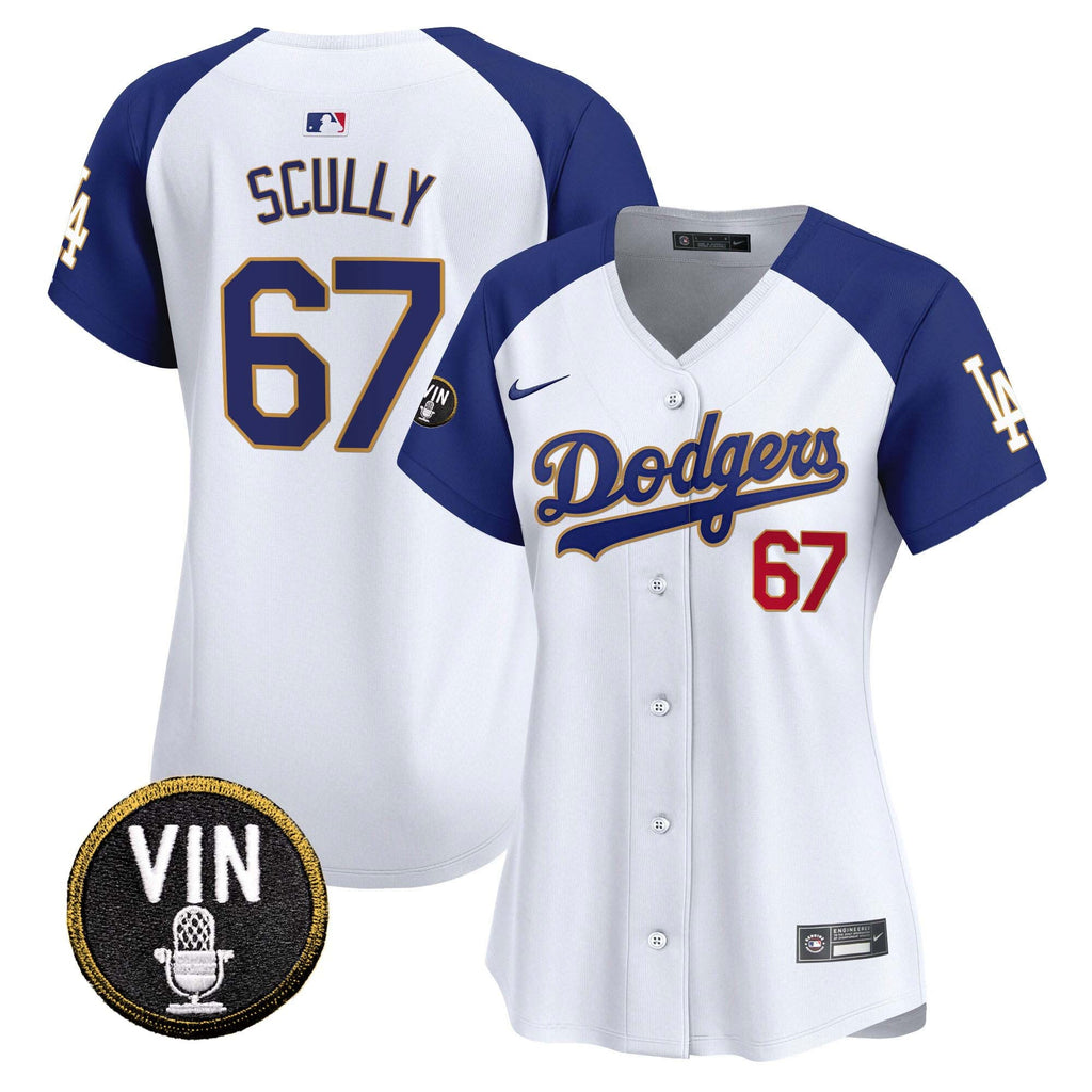 Women’s Vin Scully Patch Gold Trim Vapor Premier Limited Jersey
