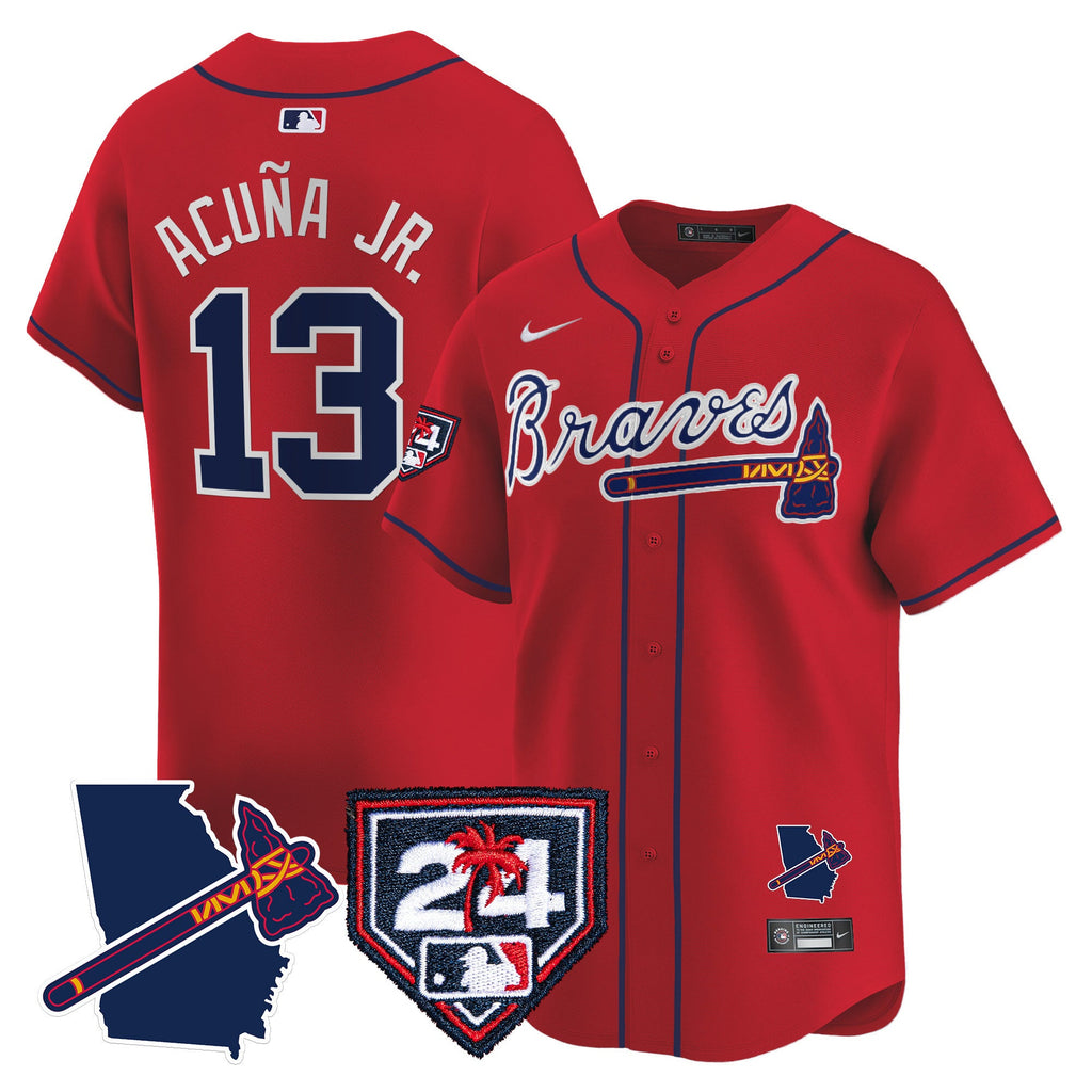 Men’s Atlanta 2024 Spring Training & Georgia Patch Vapor Premier Limited Jersey