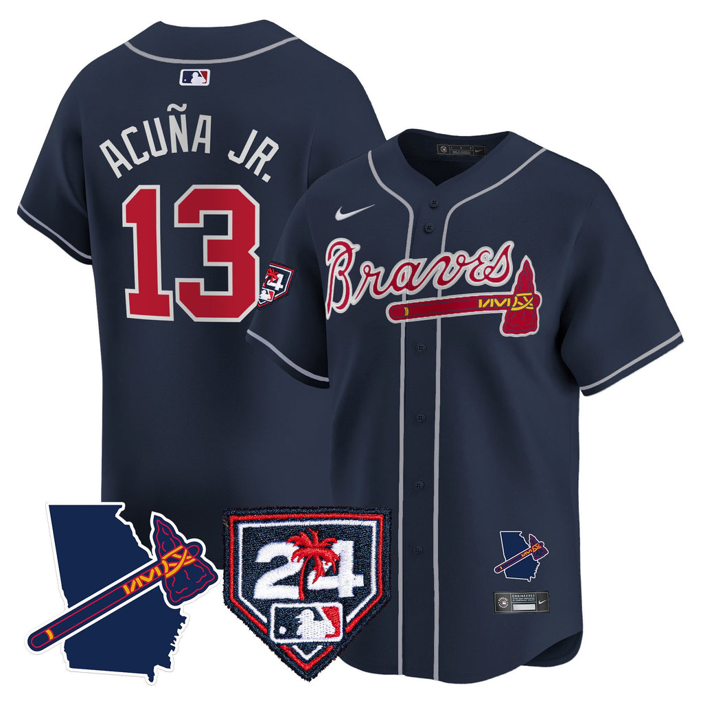 Men’s Atlanta 2024 Spring Training & Georgia Patch Vapor Premier Limited Jersey