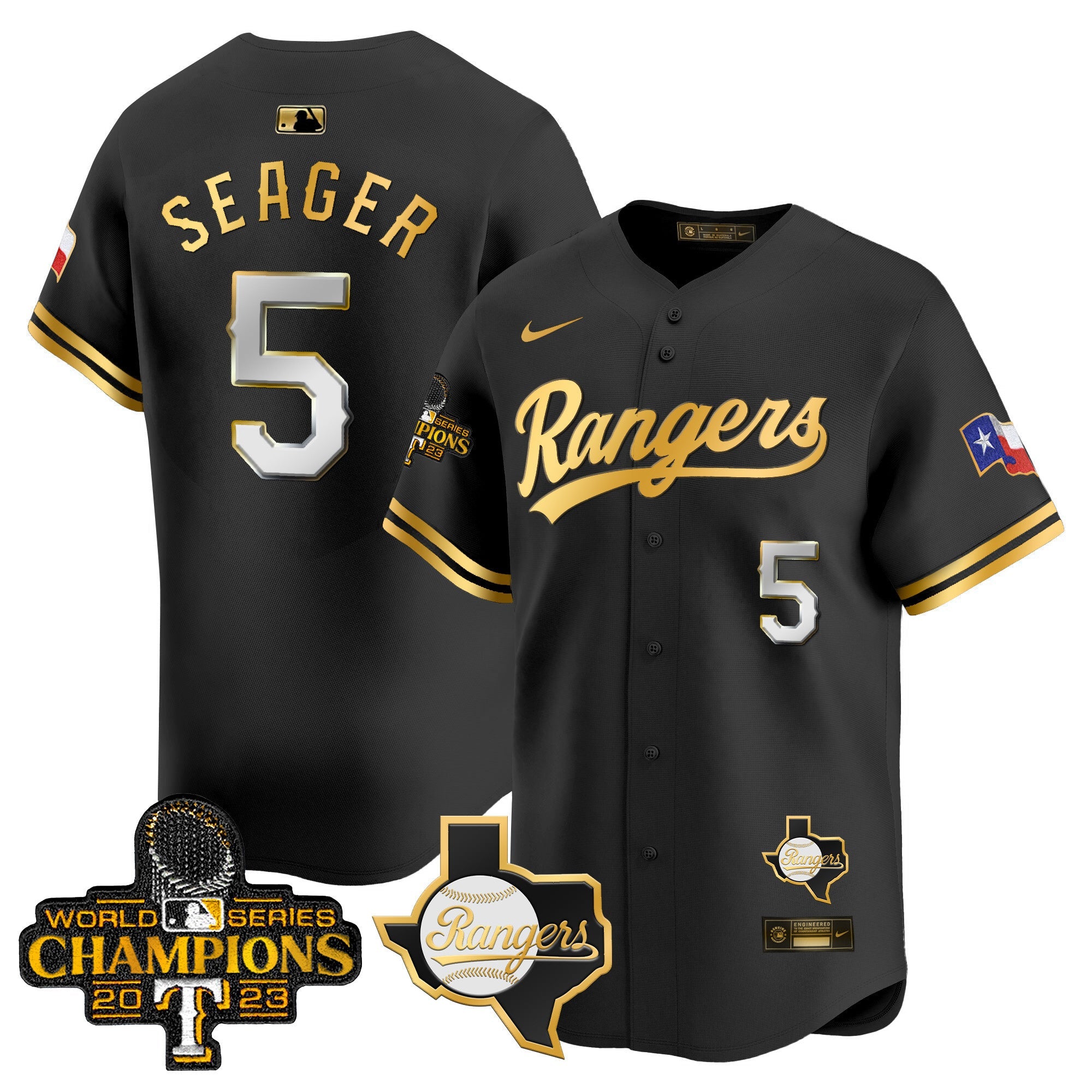 Men’s Texas 2023 World Series Champions Gold Trim Vapor Premier Limited Jersey V2