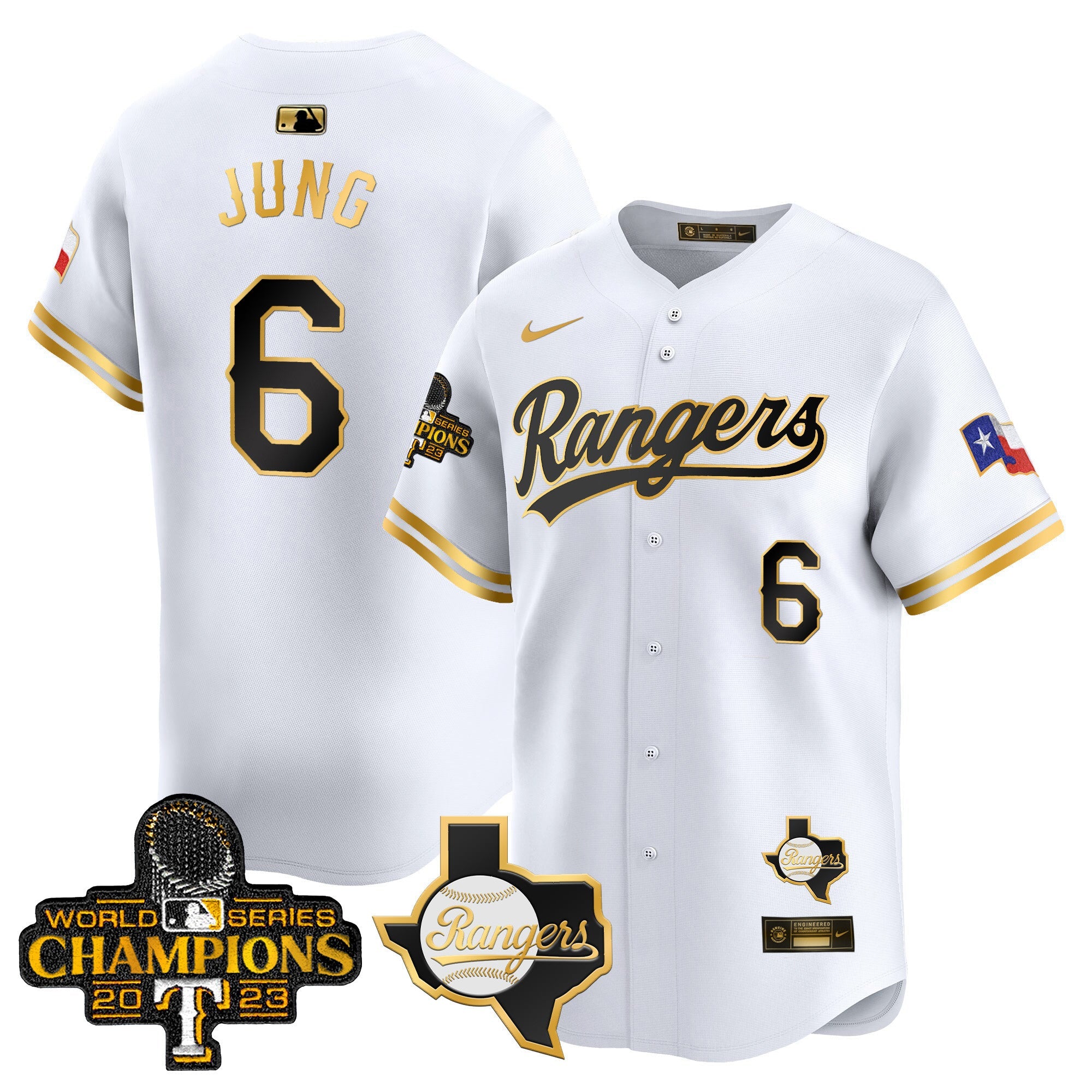 Men’s Texas 2023 World Series Champions Gold Trim Vapor Premier Limited Jersey V2