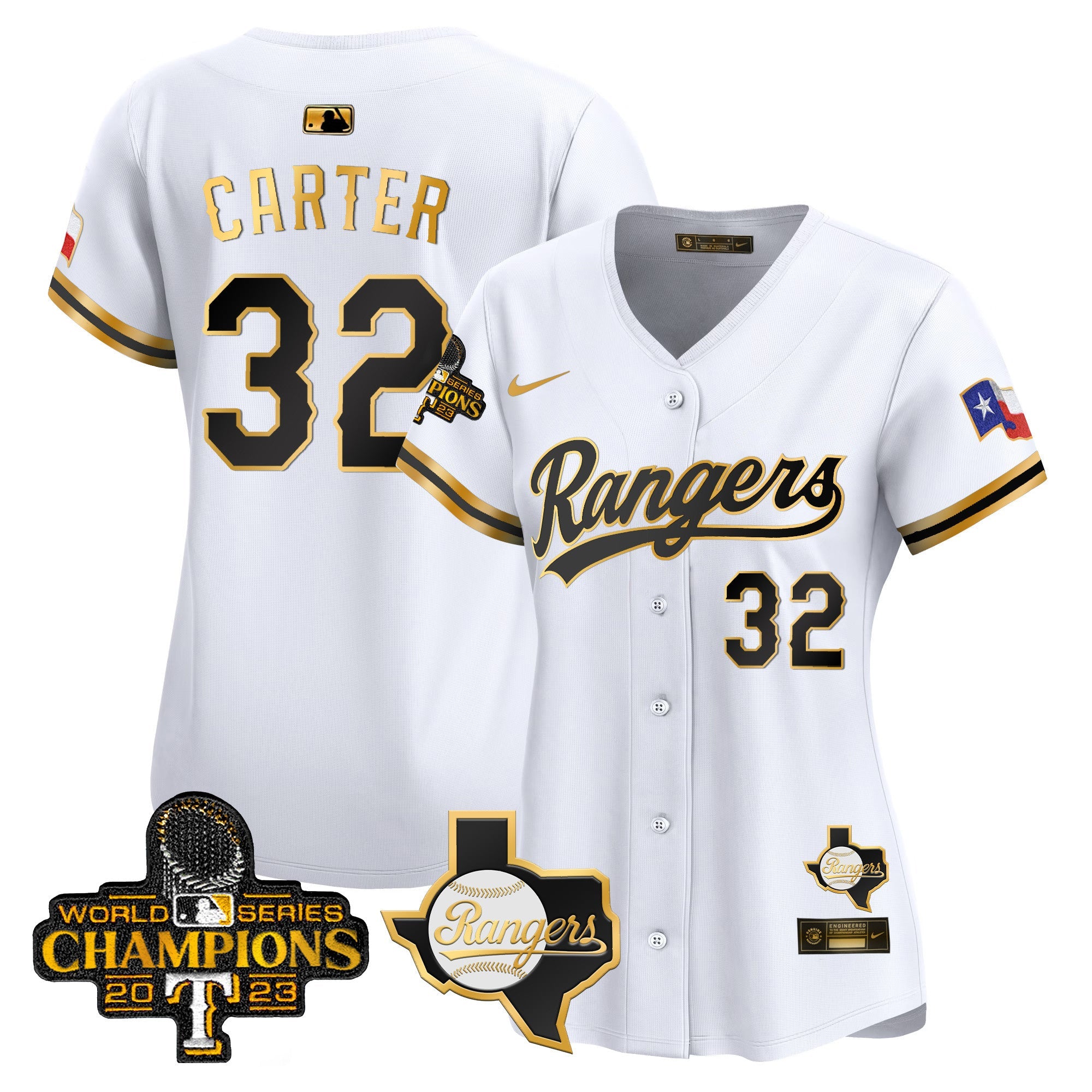 Women’s Texas 2023 World Series Champions Gold Trim Vapor Premier Limited Jersey V2