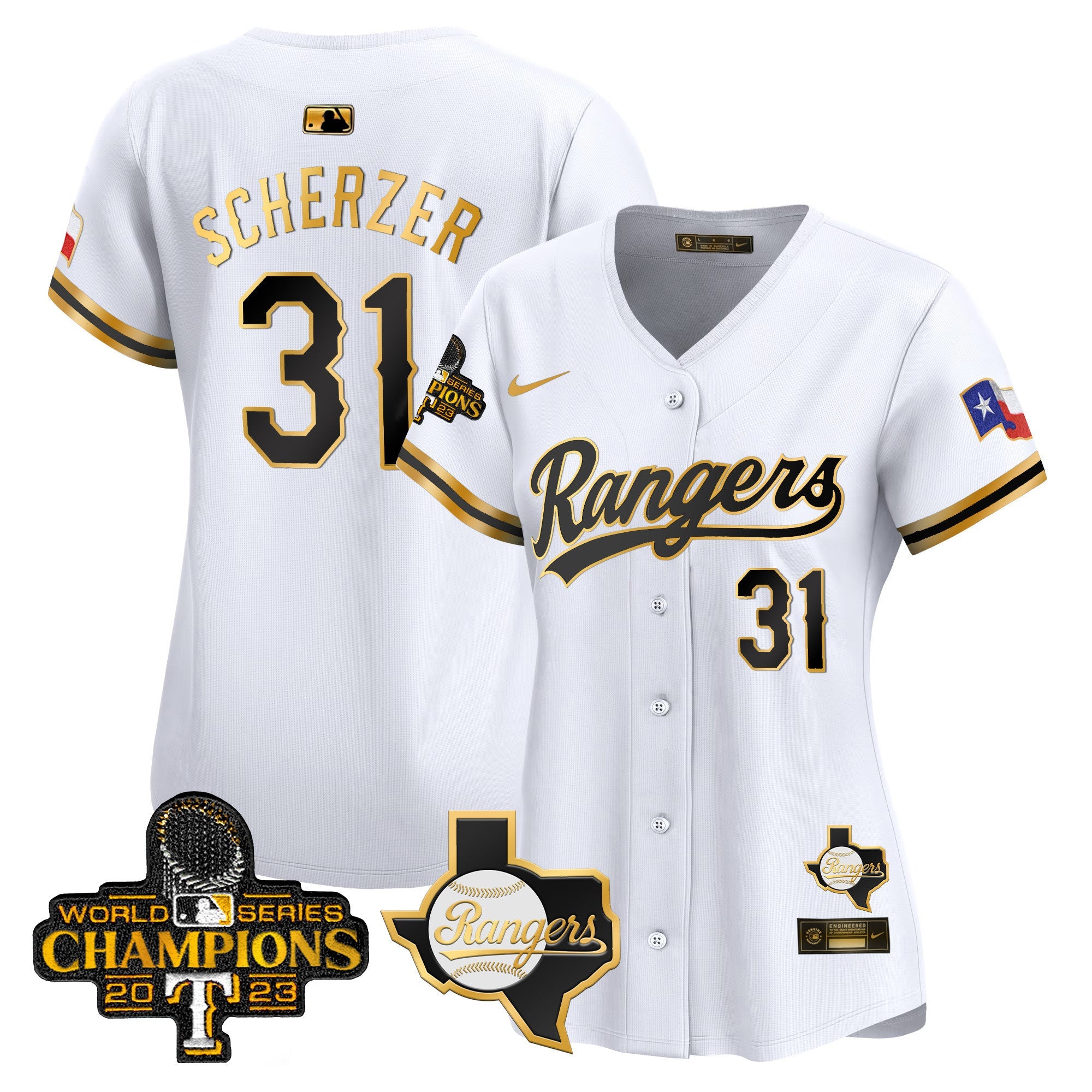 Women’s Texas 2023 World Series Champions Gold Trim Vapor Premier Limited Jersey V2