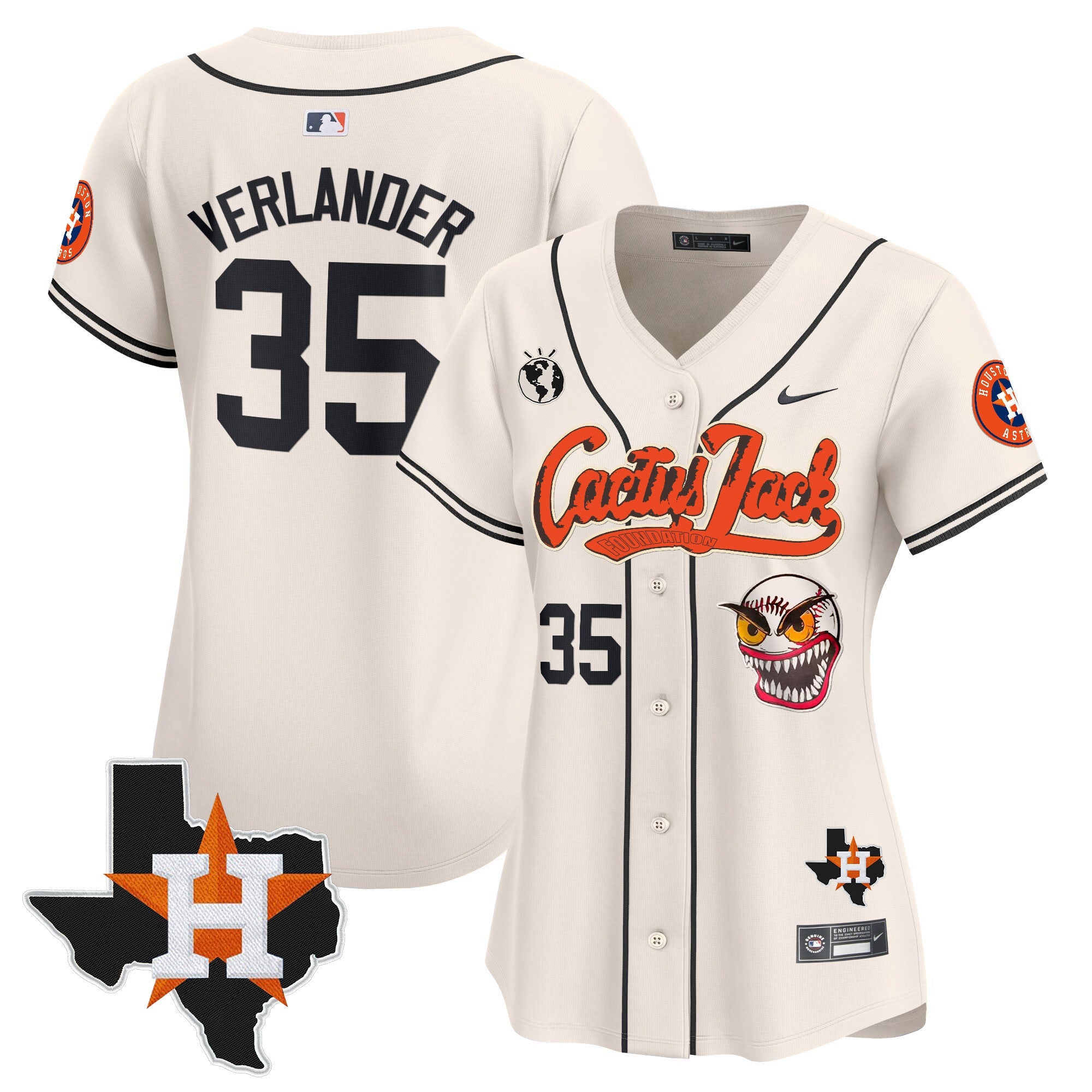 Women’s Houston Cactus Jack Patch Vapor Premier Limited Jersey V6 – Stitched
