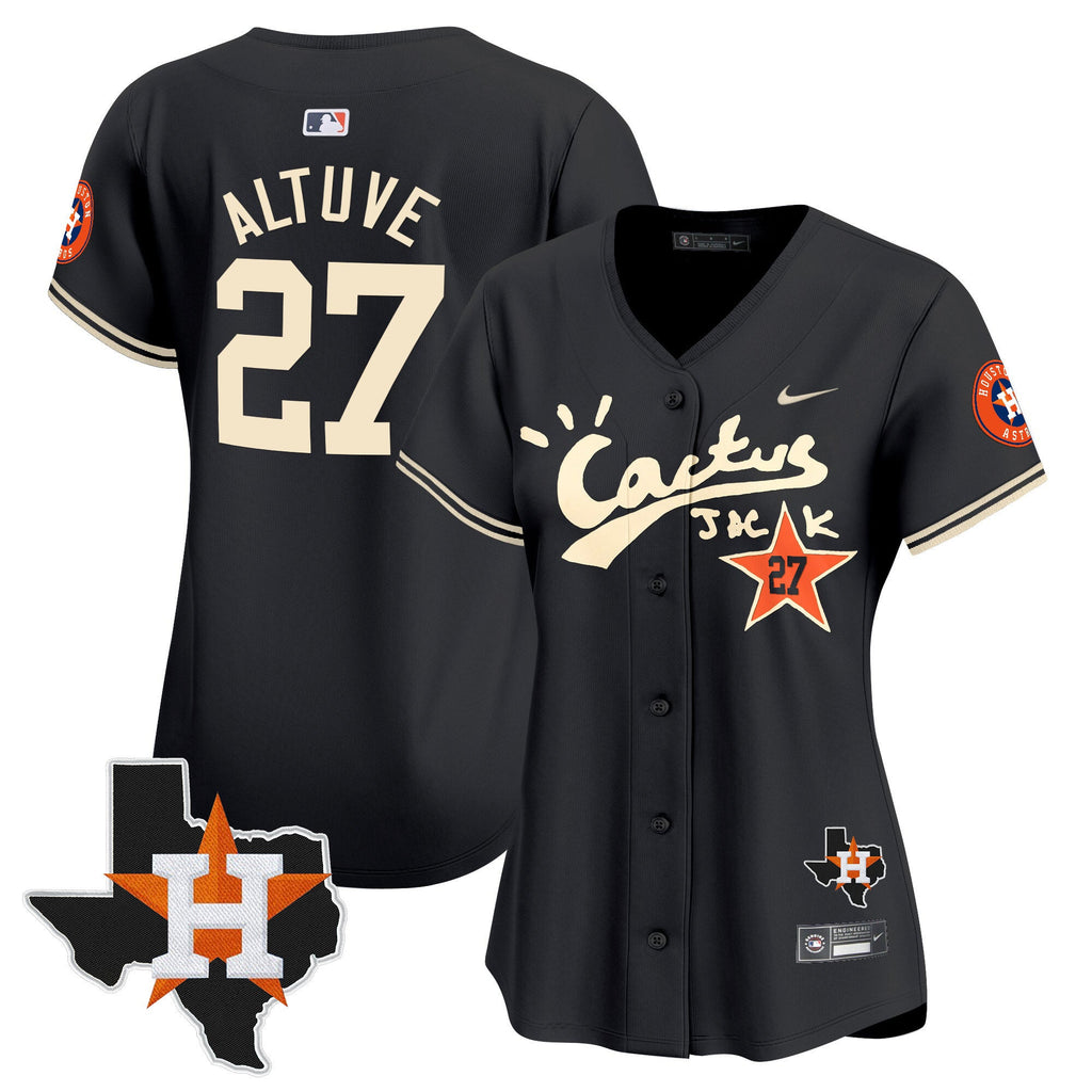 Women’s Houston Cactus Jack Patch Vapor Premier Limited Jersey V7 – Stitched