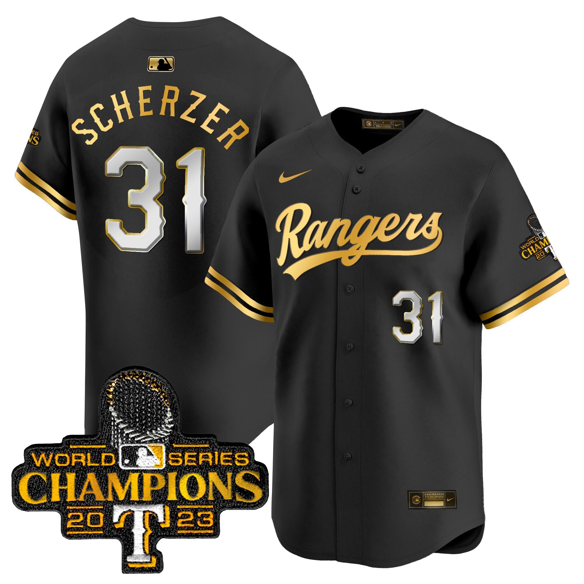 Men’s Texas 2023 World Series Champions Gold Trim Vapor Premier Limited Jersey