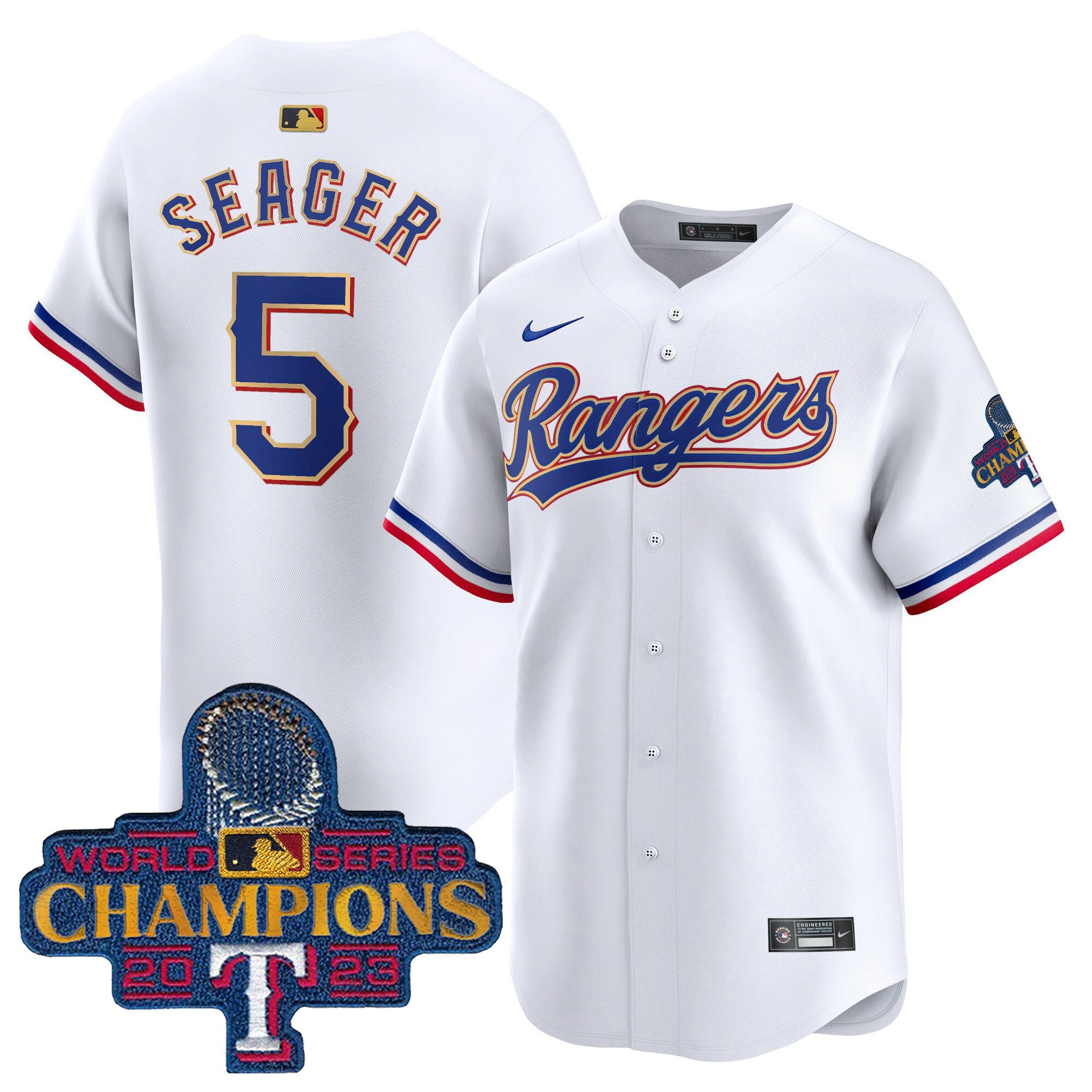 Men’s Texas 2023 World Series Champions Gold Trim Vapor Premier Limited Jersey