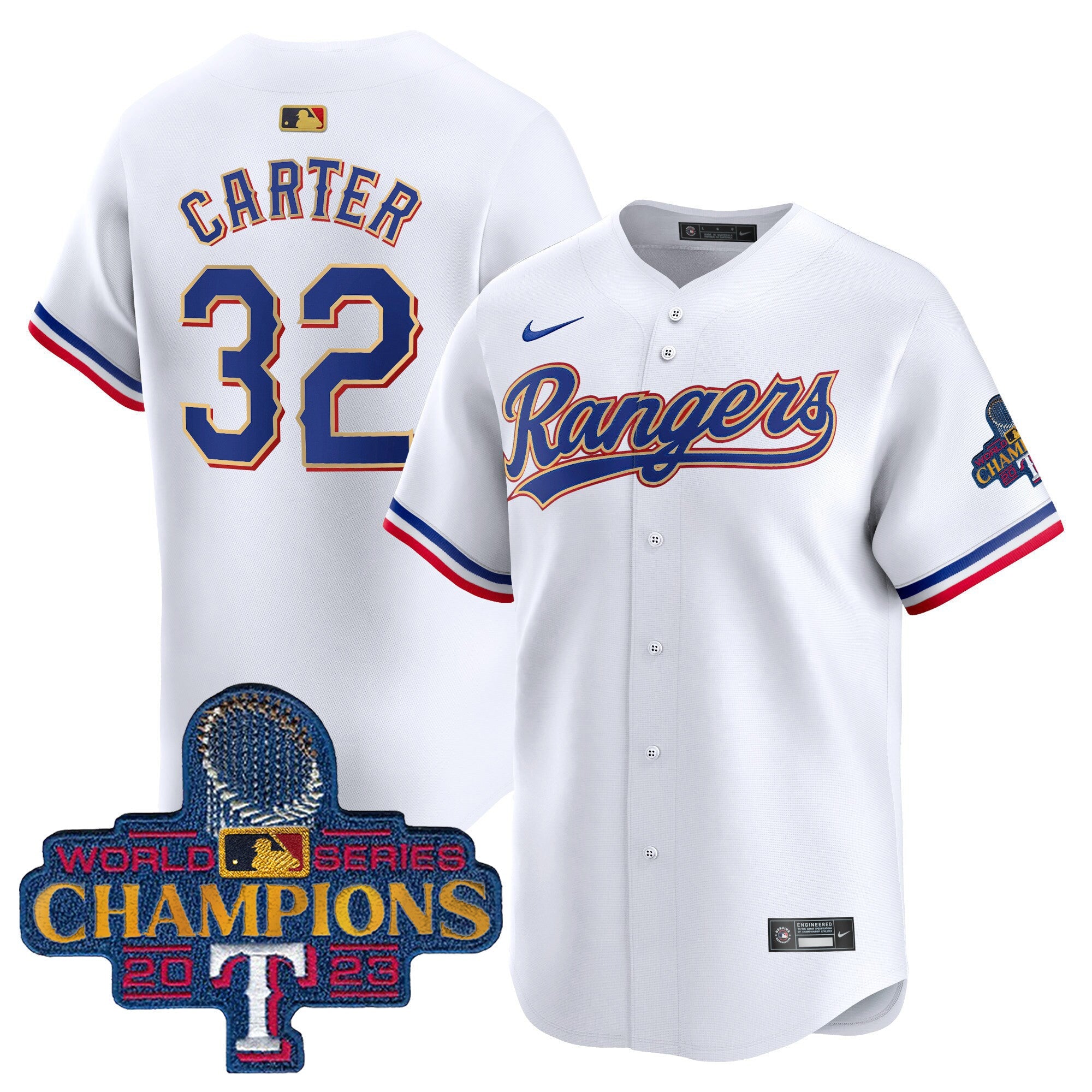 Men’s Texas 2023 World Series Champions Gold Trim Vapor Premier Limited Jersey