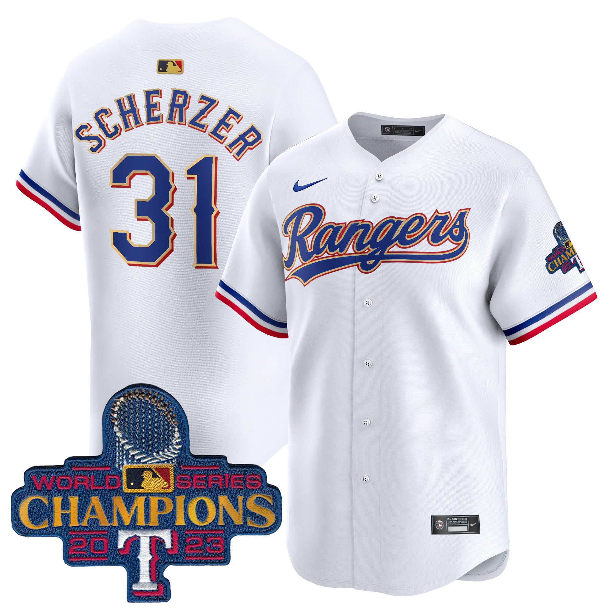 Men’s Texas 2023 World Series Champions Gold Trim Vapor Premier Limited Jersey