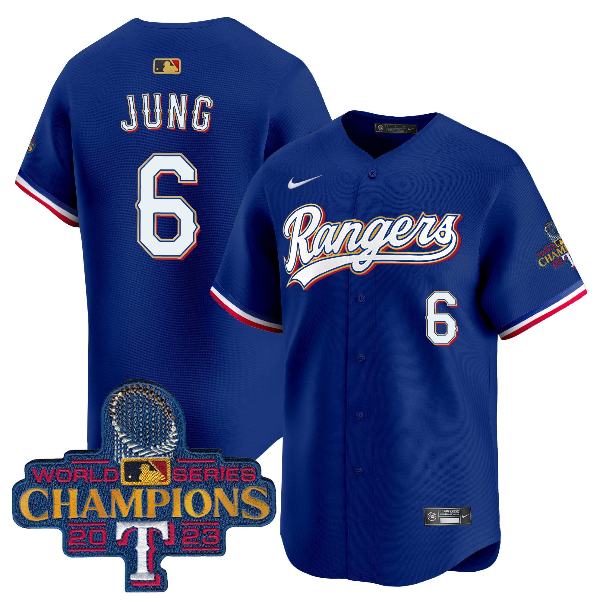 Men’s Texas 2023 World Series Champions Gold Trim Vapor Premier Limited Jersey