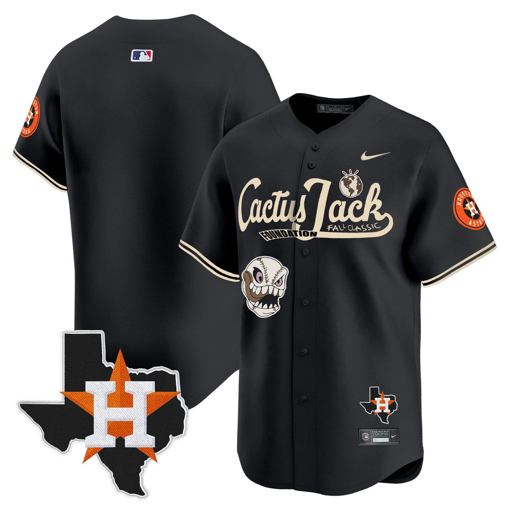 Men’s Houston Cactus Jack Patch Vapor Premier Limited Jersey V8 – Stitched