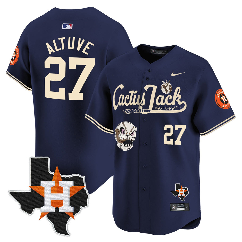 Men’s Houston Cactus Jack Patch Vapor Premier Limited Jersey V8 – Stitched