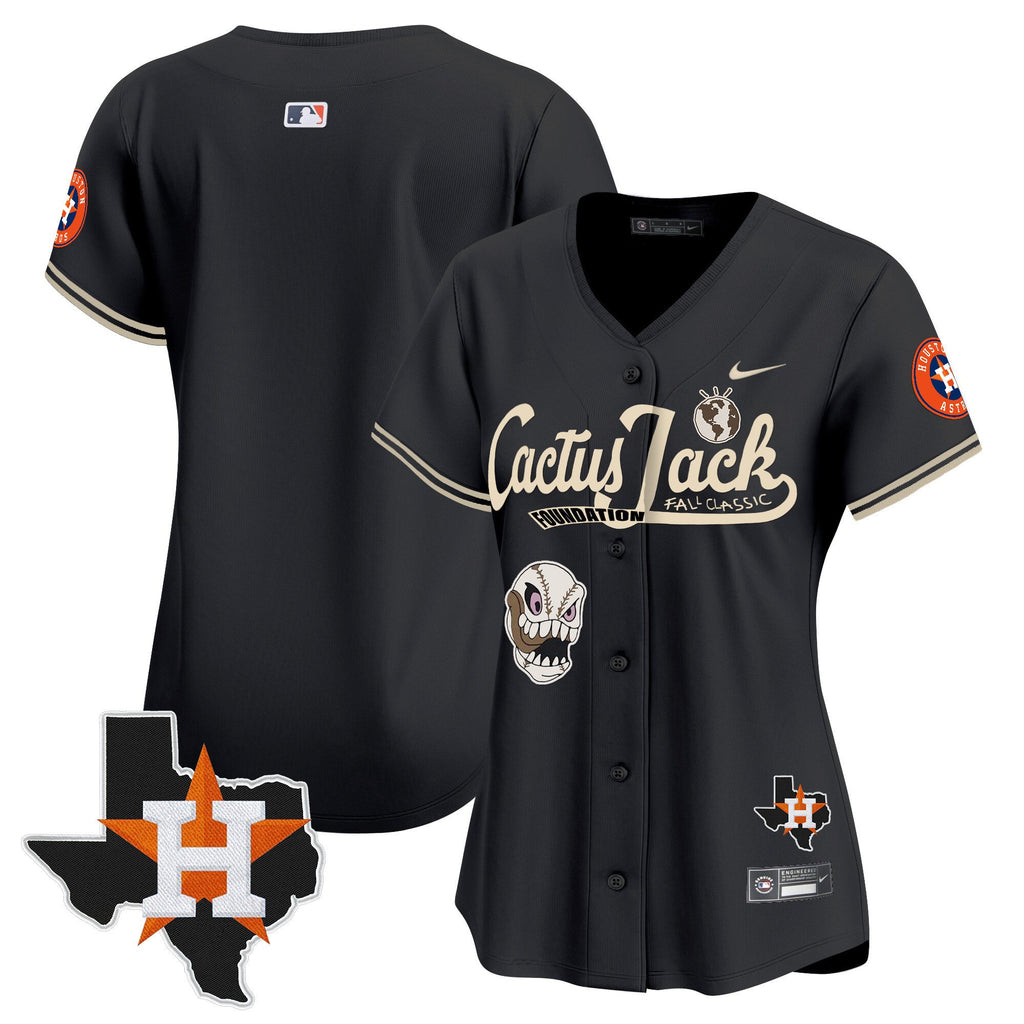 Women’s Houston Cactus Jack Patch Vapor Premier Limited Jersey V8 – Stitched