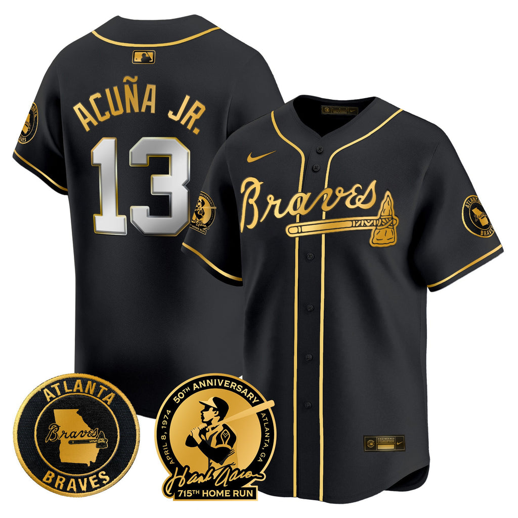 Men’s Atlanta Hank Aaron 715th Home Run Patch Vapor Premier Limited Jersey