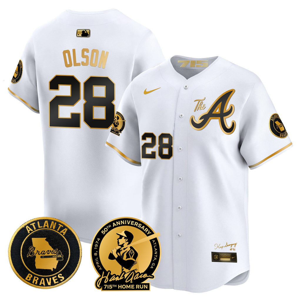 Men’s Atlanta Hank Aaron 715th Home Run Patch Vapor Premier Limited Jersey V2