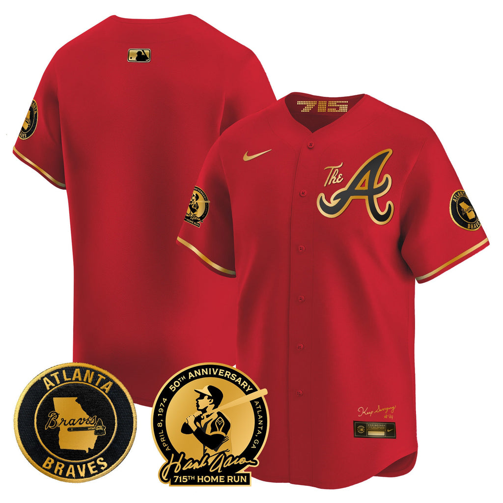 Men’s Atlanta Hank Aaron 715th Home Run Patch Vapor Premier Limited Jersey V2