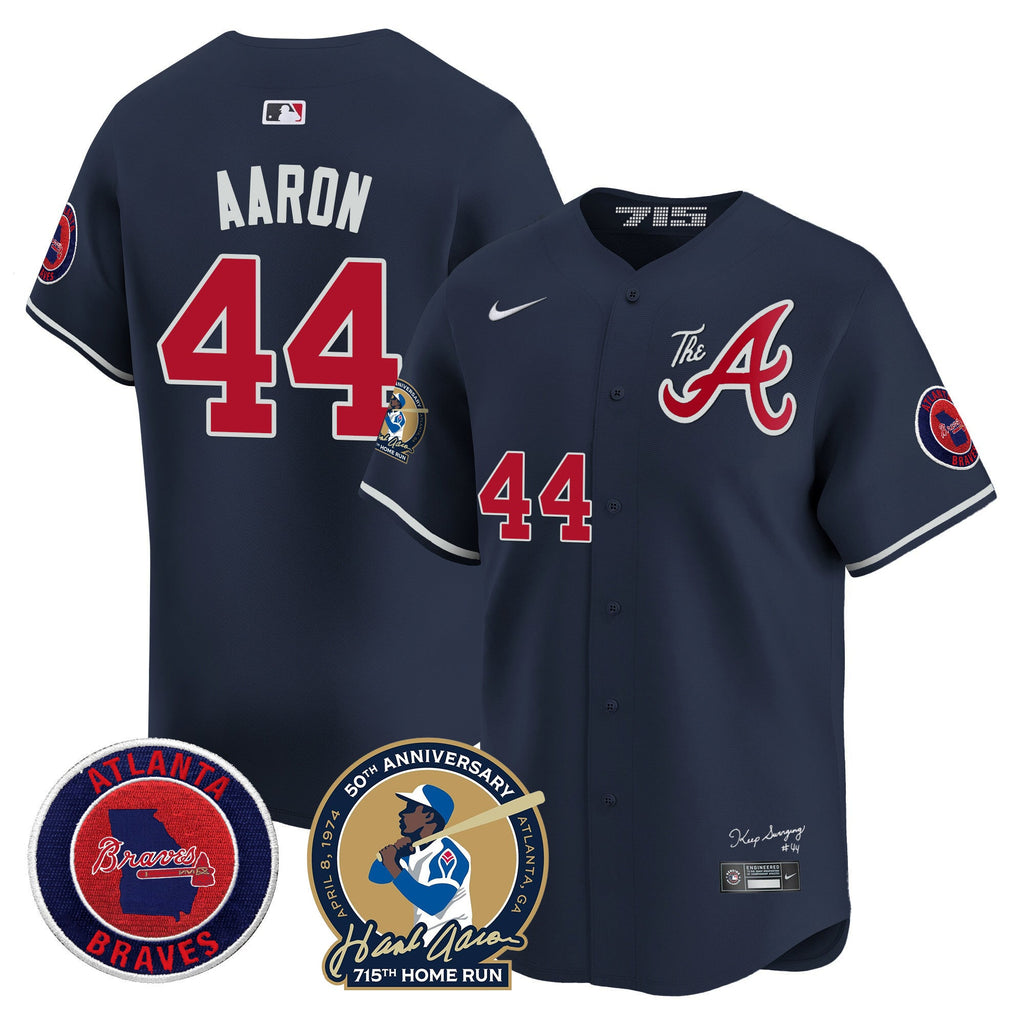 Men’s Atlanta Hank Aaron 715th Home Run Patch Vapor Premier Limited Jersey V2