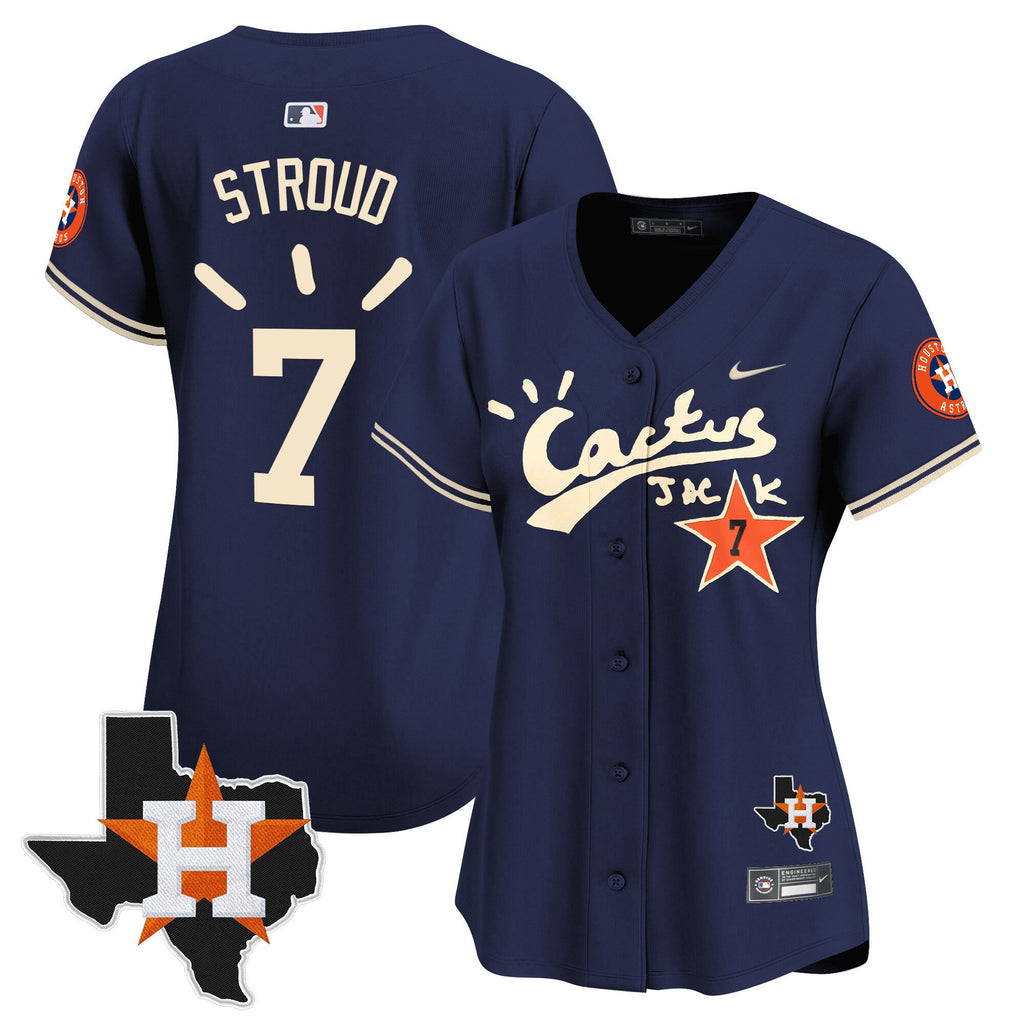 Women’s Houston Cactus Jack Patch Vapor Premier Limited Jersey V10 – Stitched