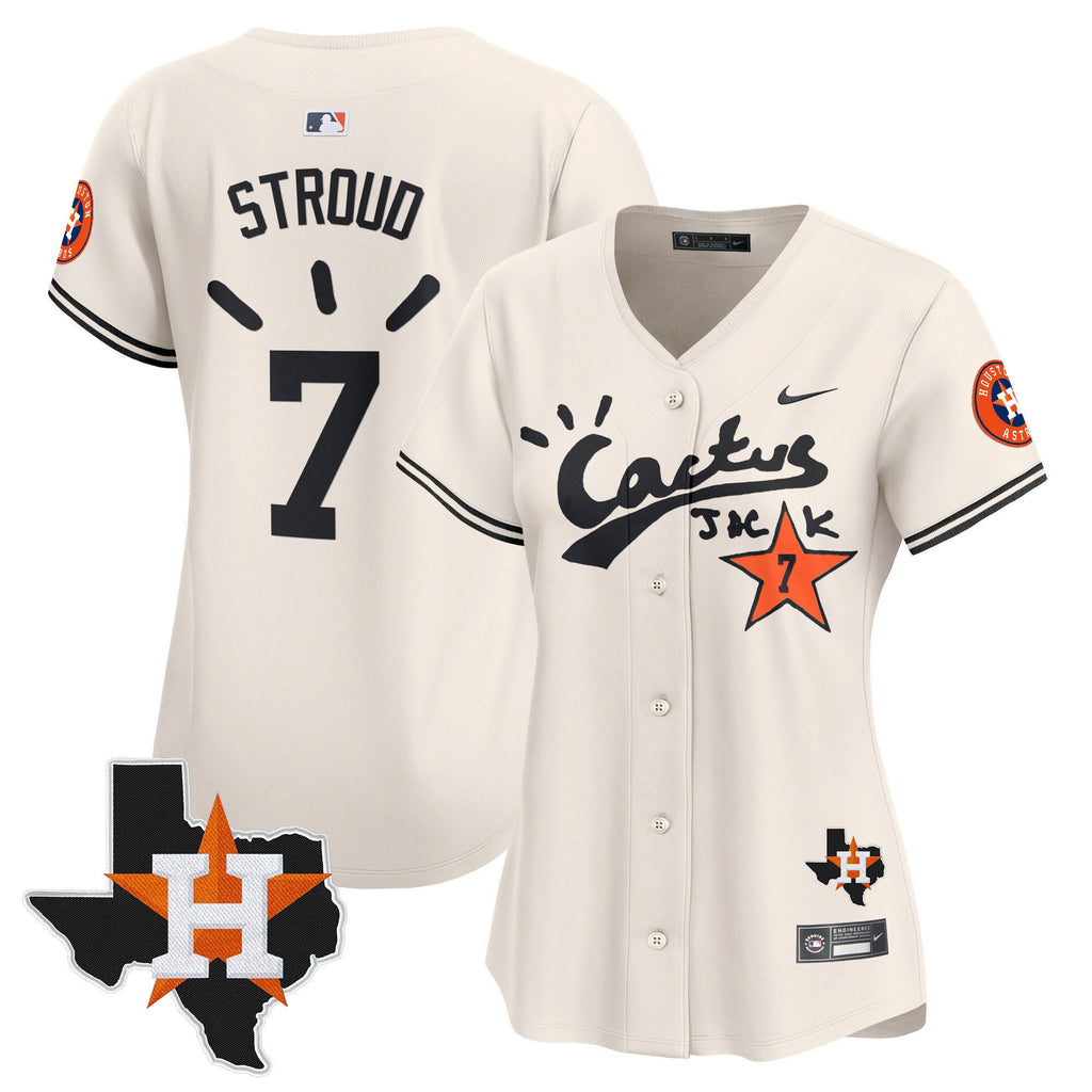Women’s Houston Cactus Jack Patch Vapor Premier Limited Jersey V10 – Stitched