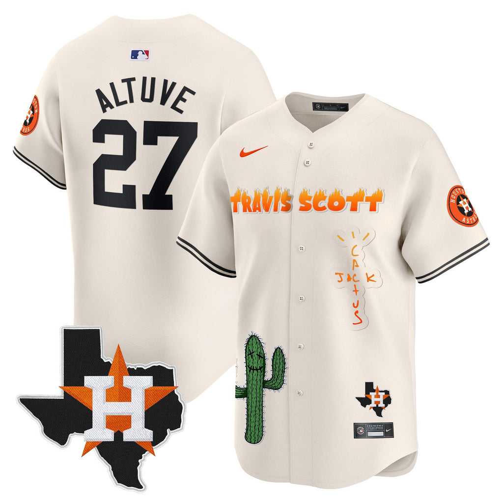 Men’s Houston Cactus Jack Patch Vapor Premier Limited Jersey V9 – Stitched