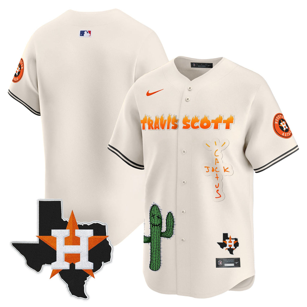Men’s Houston Cactus Jack Patch Vapor Premier Limited Jersey V9 – Stitched