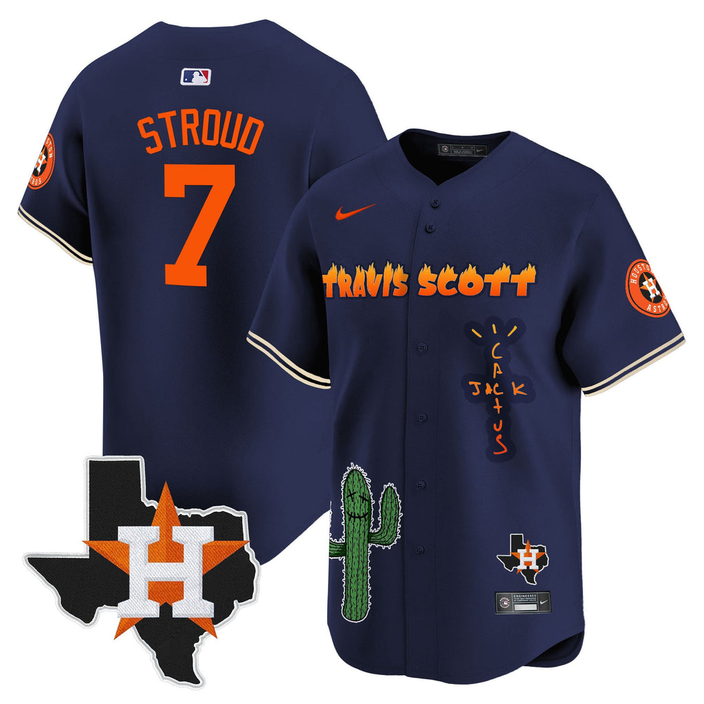 Men’s Houston Cactus Jack Patch Vapor Premier Limited Jersey V9 – Stitched
