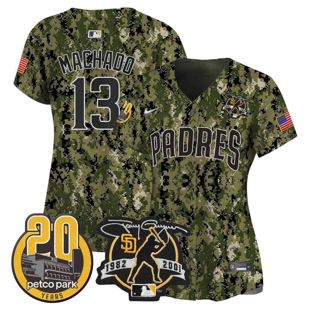 Women’s Tony Gwynn & Petco Park 20th Patch USMC Vapor Premier Limited Jersey