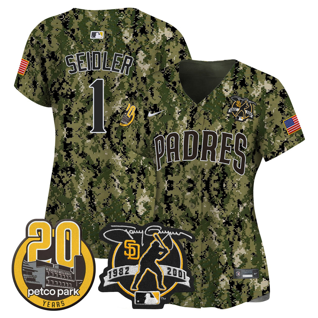 Women’s Tony Gwynn & Petco Park 20th Patch USMC Vapor Premier Limited Jersey