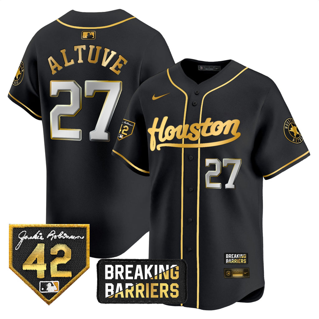 Men’s Houston Jackie Robinson Breaking Barriers Patch Vapor Premier Limited Jersey