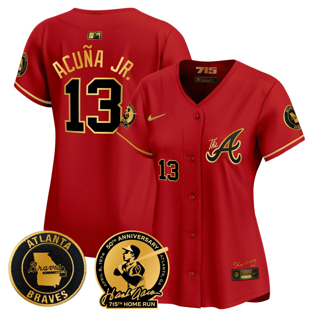 Women’s Atlanta Hank Aaron 715th Home Run Patch Vapor Premier Limited Jersey V2