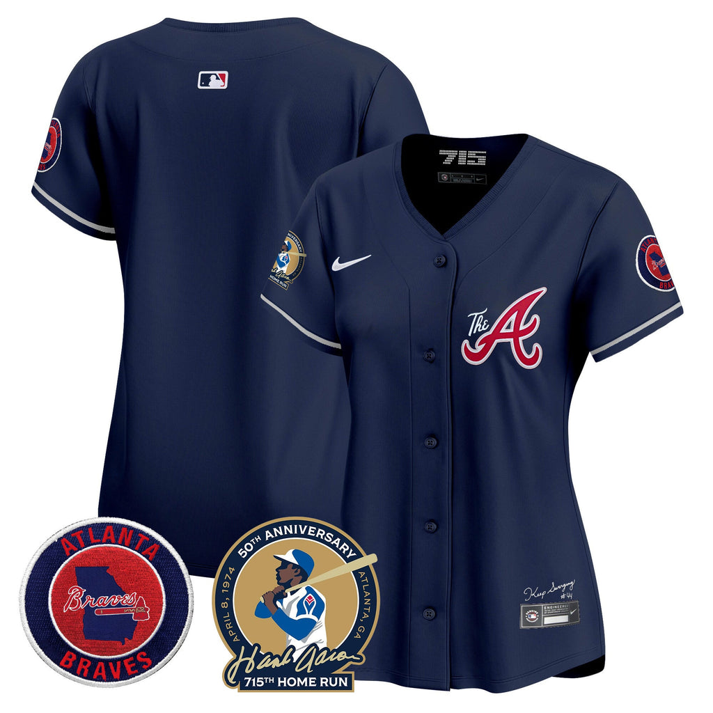 Women’s Atlanta Hank Aaron 715th Home Run Patch Vapor Premier Limited Jersey V2