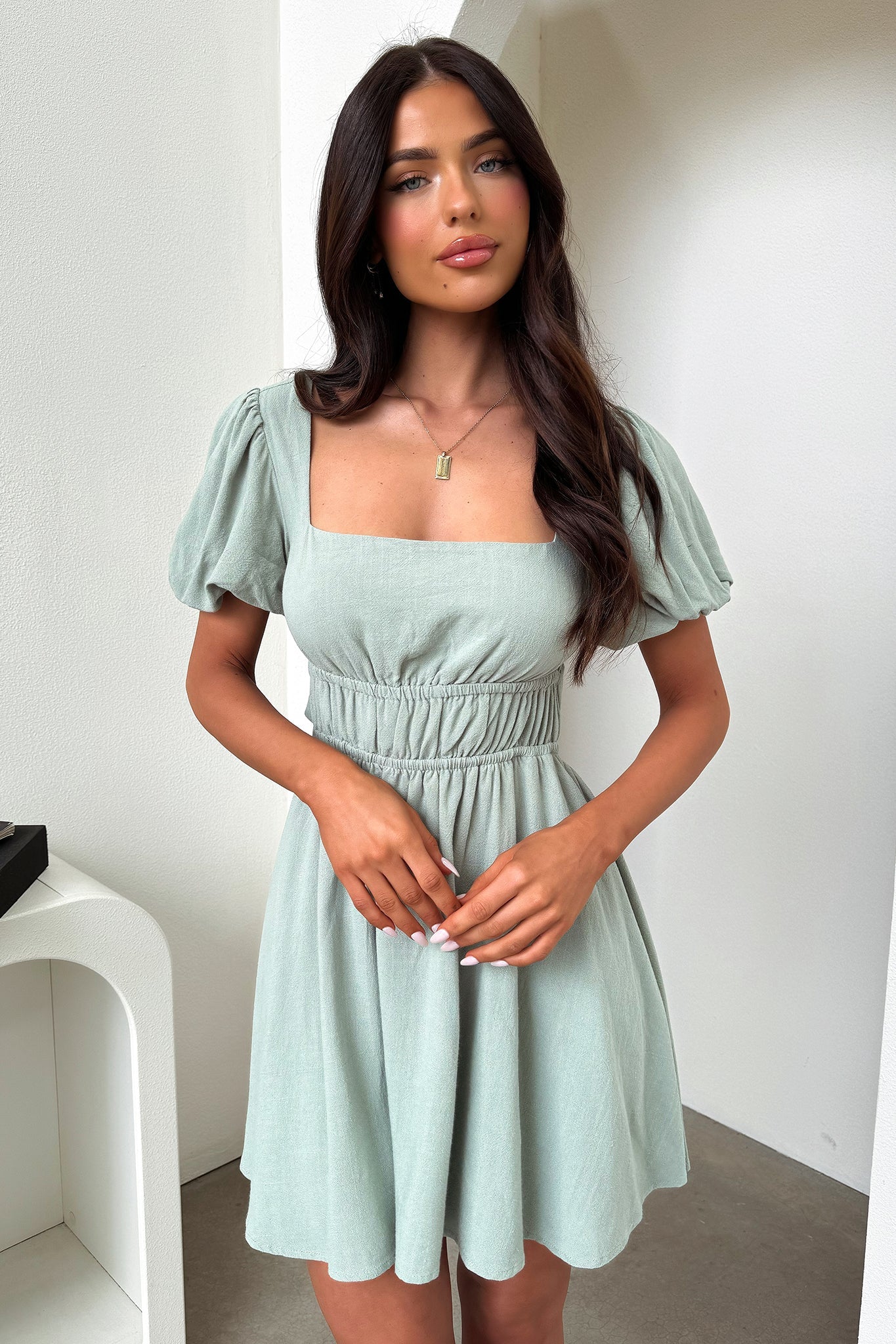 Whitney Mini Dress - Sage